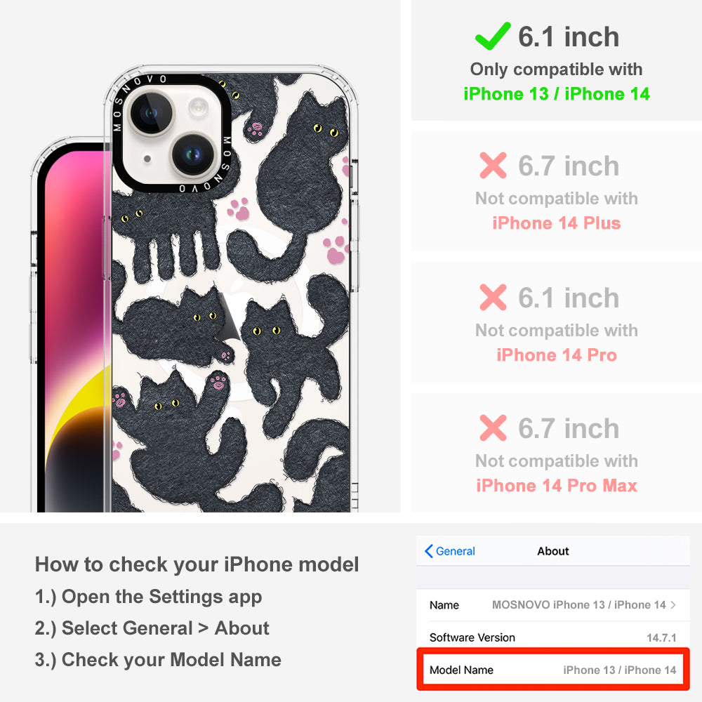 Black Furry Cat Phone Case - iPhone 14 Case