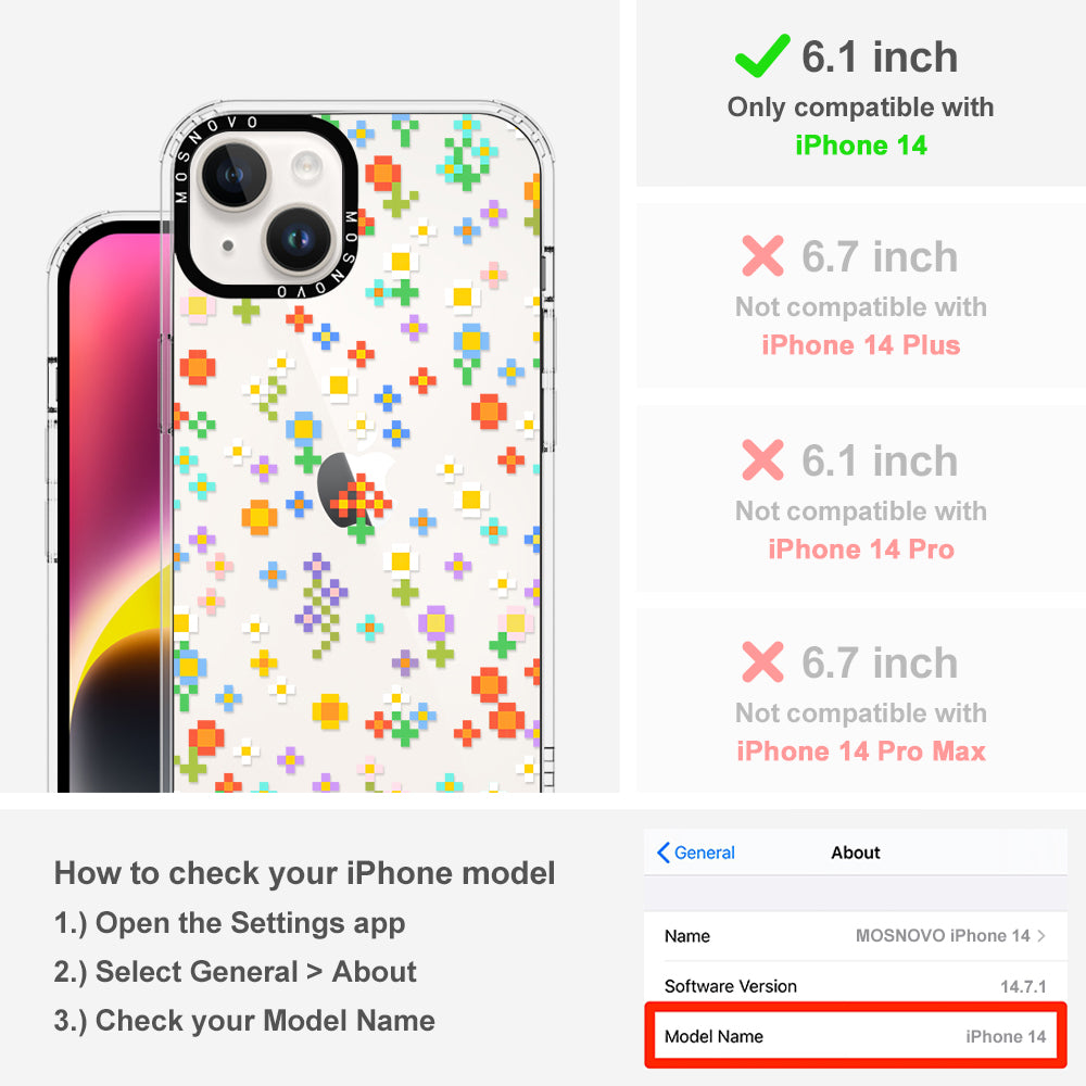 Pixel-Floral Phone Case - iPhone 14 Case