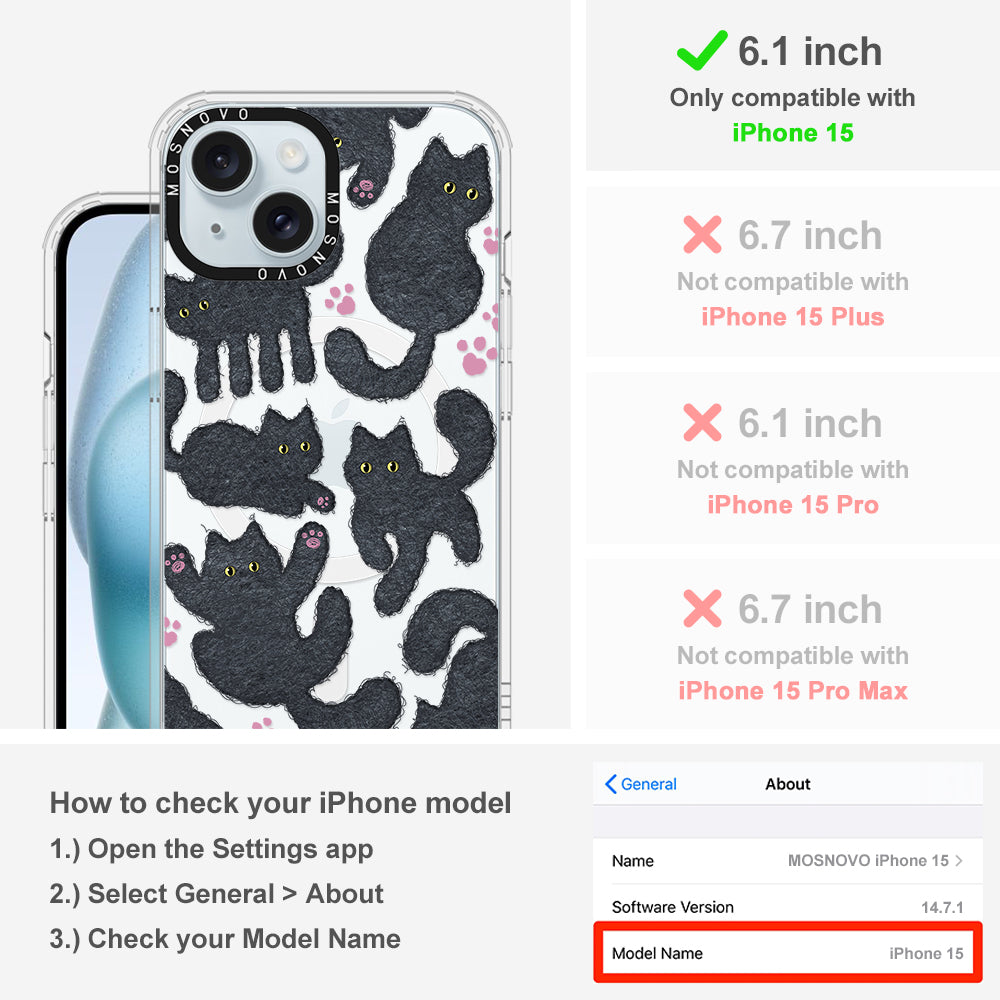 Black Furry Cat Phone Case - iPhone 15 Case