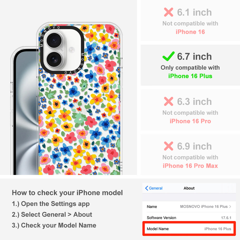 Lovely Floral Flower Phone Case - iPhone 16 Plus Case - MOSNOVO