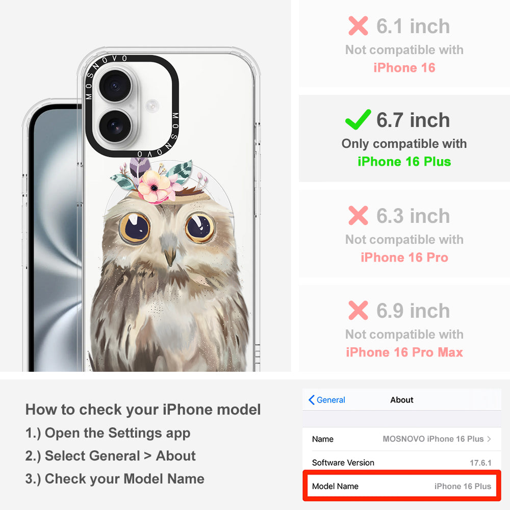 Cute Owl Phone Case - iPhone 16 Plus Case - MOSNOVO