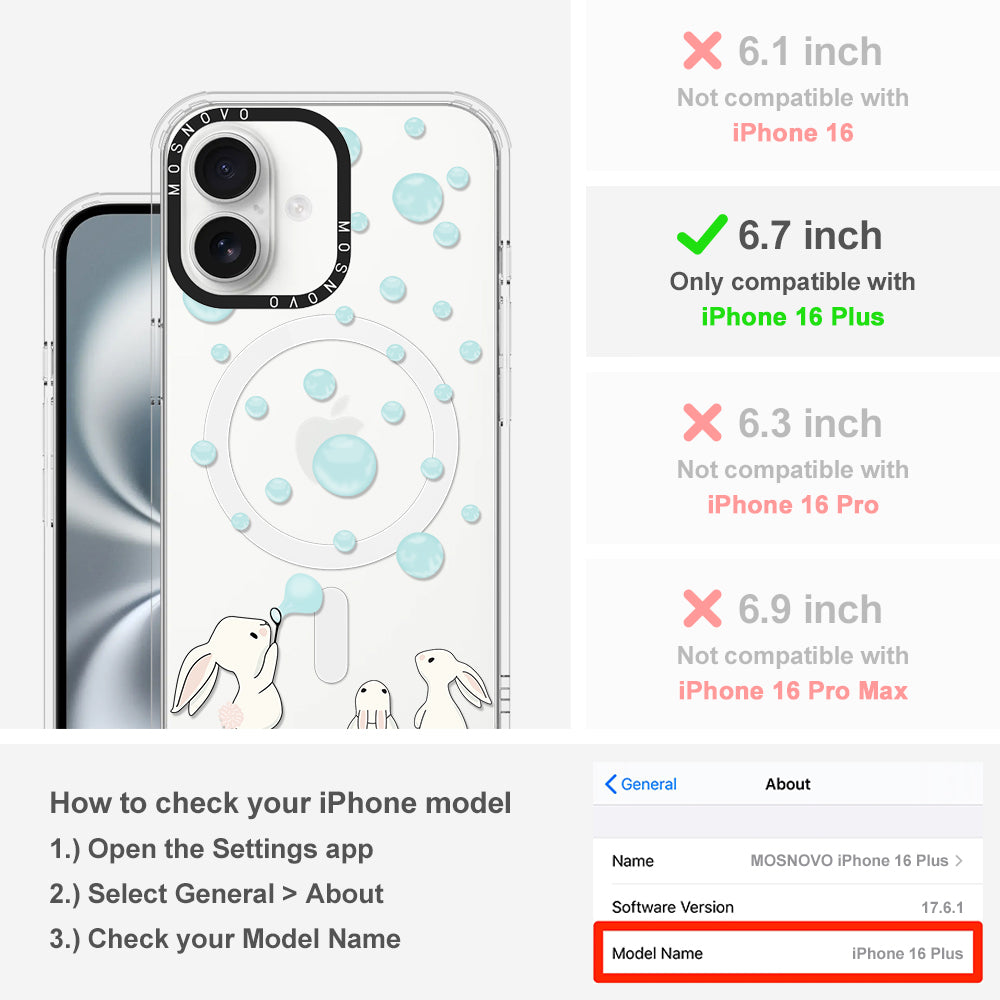 Bunny Blow Bubble Phone Case - iPhone 16 Plus Case - MOSNOVO