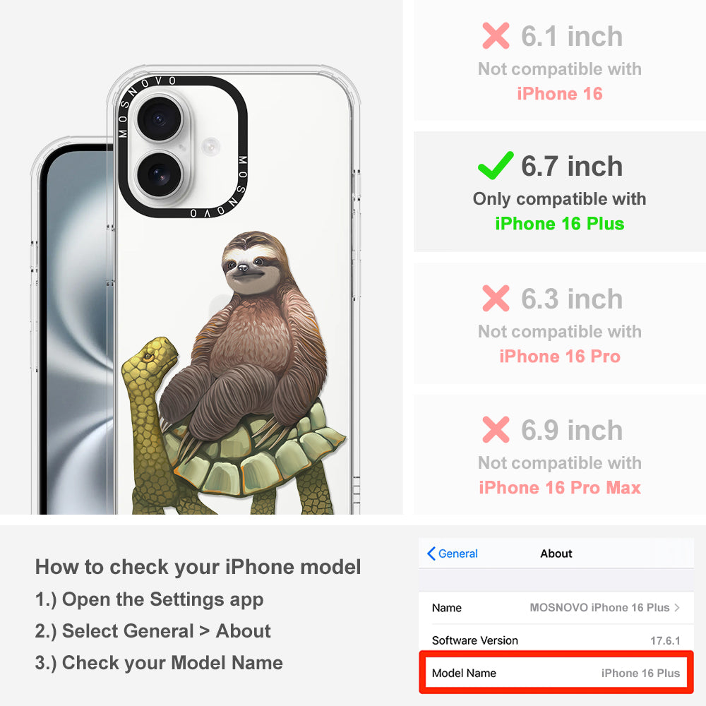 Sloth Turtle Phone Case - iPhone 16 Plus Case - MOSNOVO