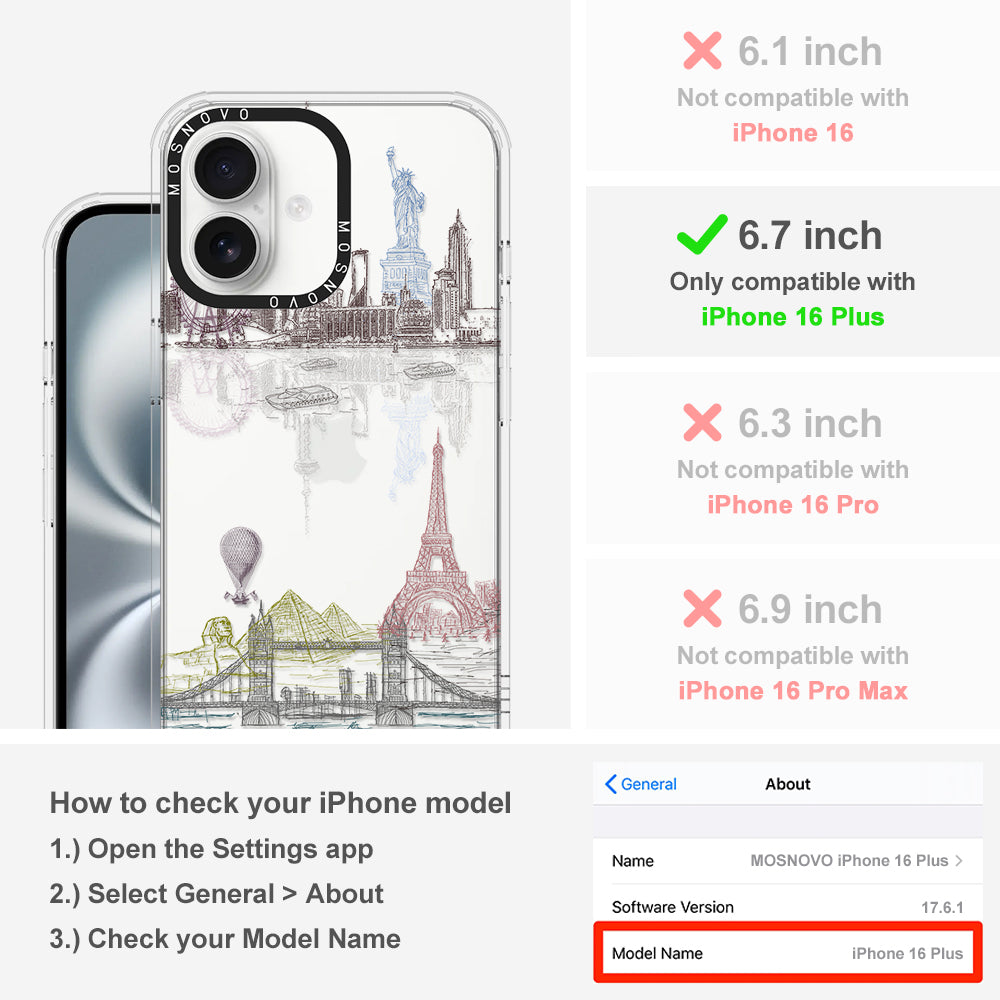 The World City Phone Case - iPhone 16 Plus Case - MOSNOVO