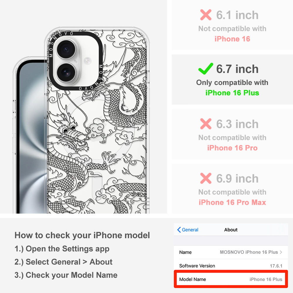 Black Dragon Phone Case - iPhone 16 Plus Case - MOSNOVO