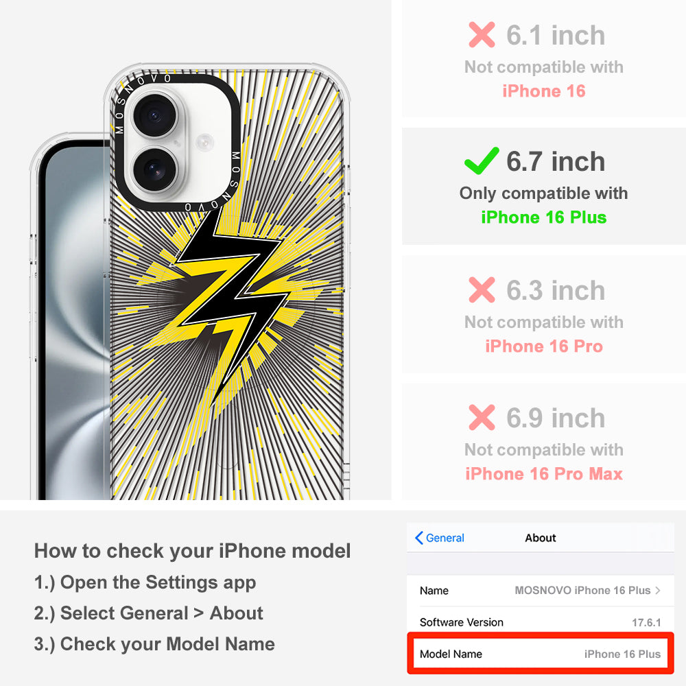 Lightning Bolt Phone Case - iPhone 16 Plus Case - MOSNOVO