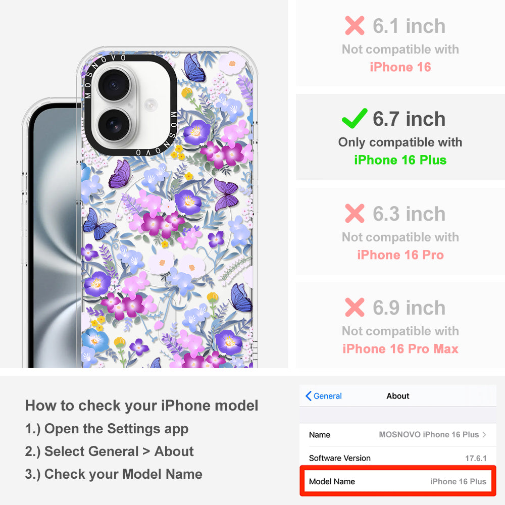 Purple Peri Nemophila Flower Phone Case - iPhone 16 Plus Case - MOSNOVO