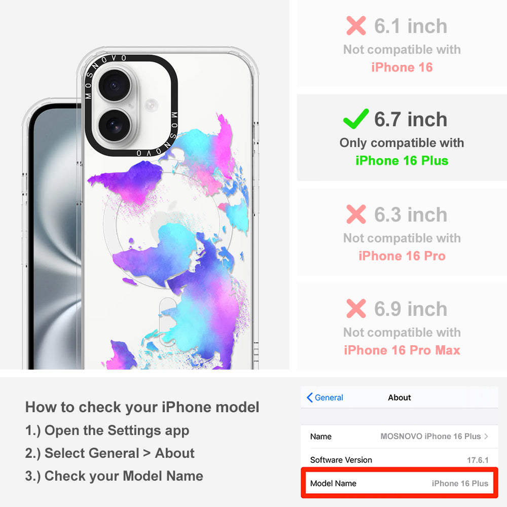 Psychedelic World Map Phone Case - iPhone 16 Plus Case - MOSNOVO