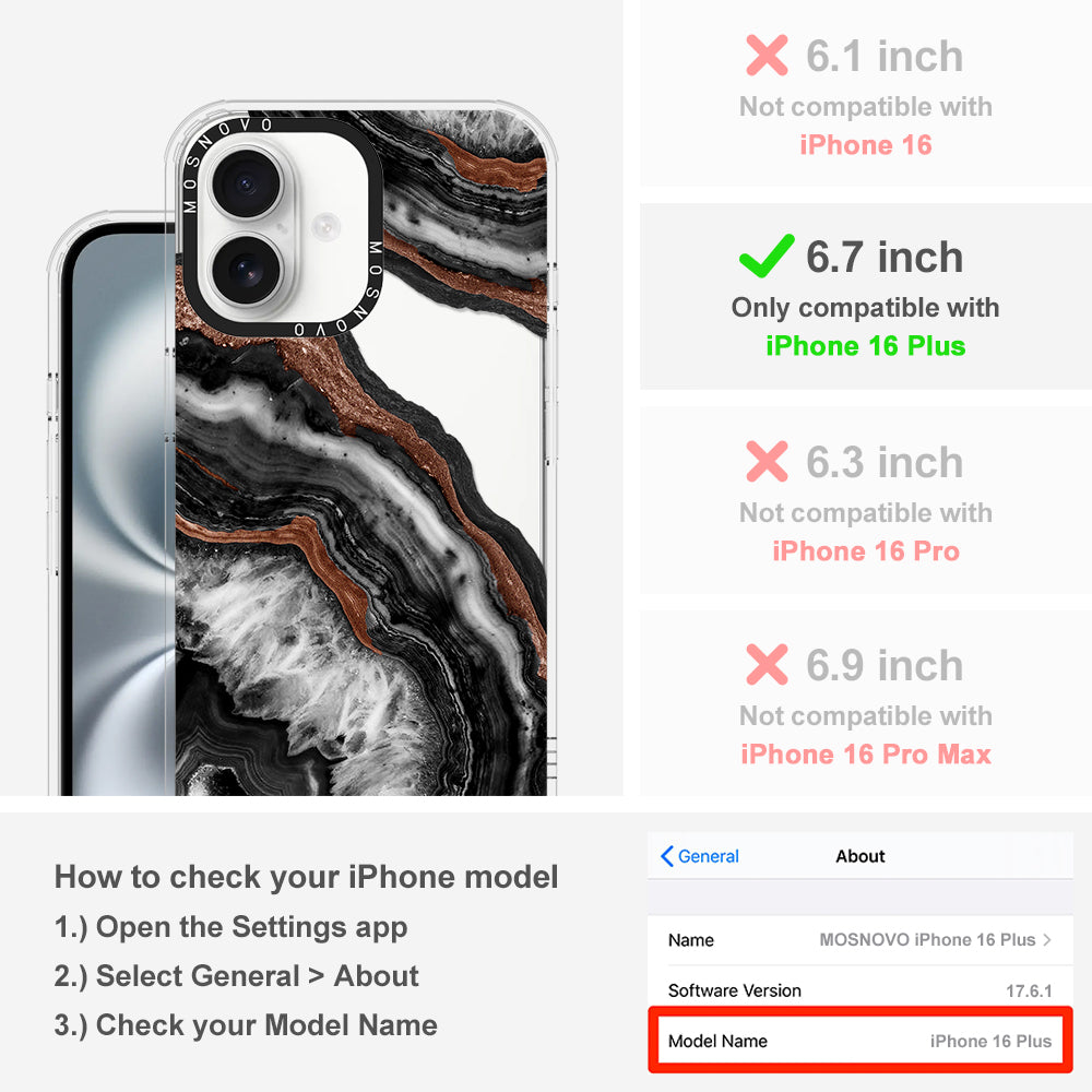 Black Agate Phone Case - iPhone 16 Plus Case - MOSNOVO