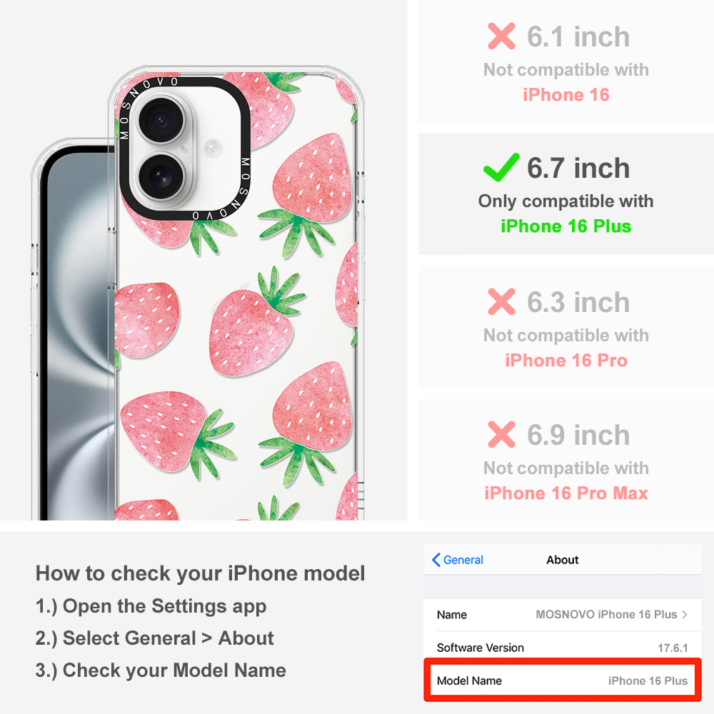 Pastel Strawberry Phone Case - iPhone 16 Plus Case - MOSNOVO