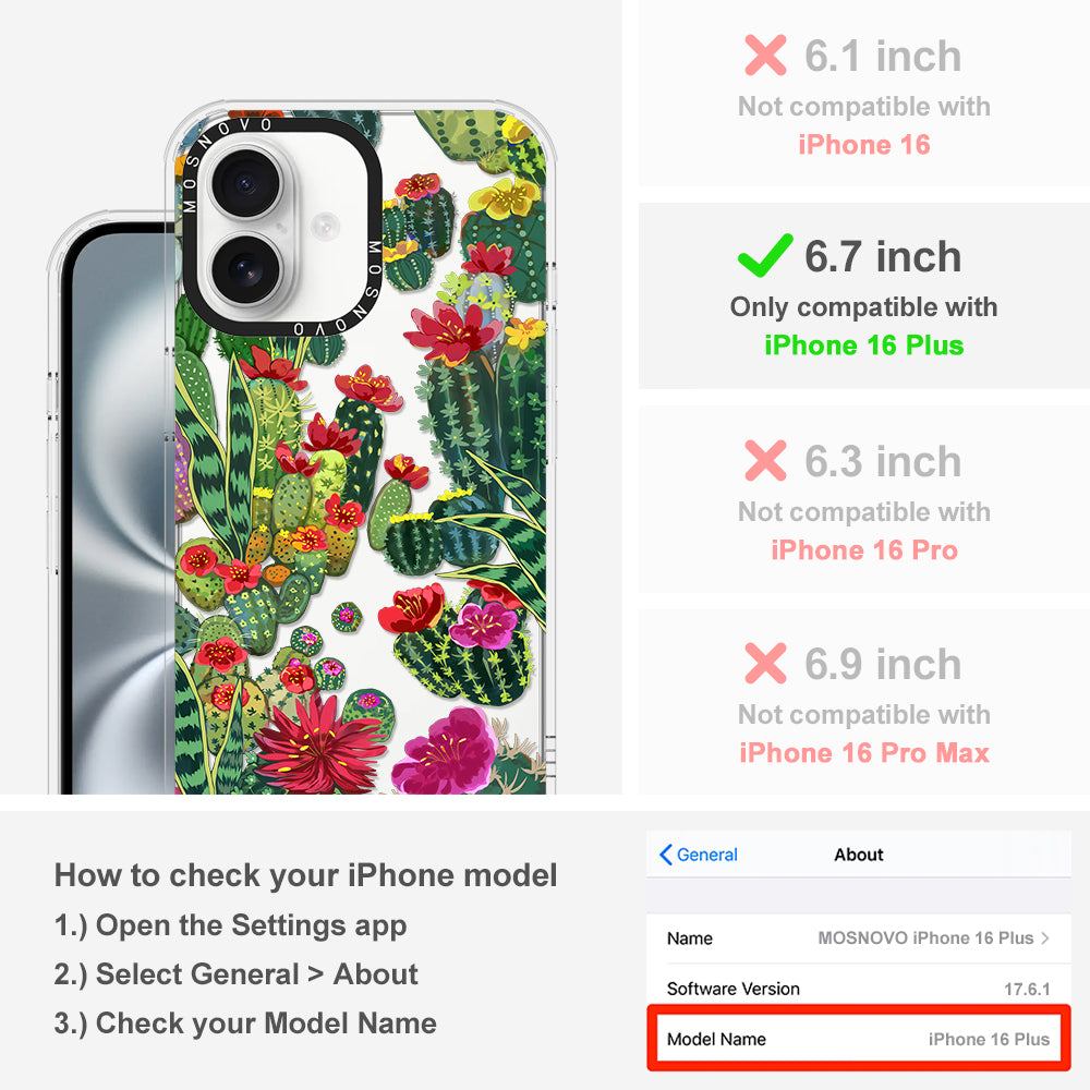 Cactus Garden Phone Case - iPhone 16 Plus Case - MOSNOVO