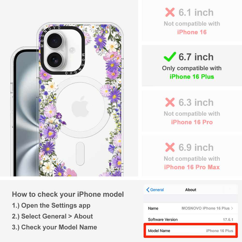 Purple Daisy Garden Phone Case - iPhone 16 Plus Case - MOSNOVO