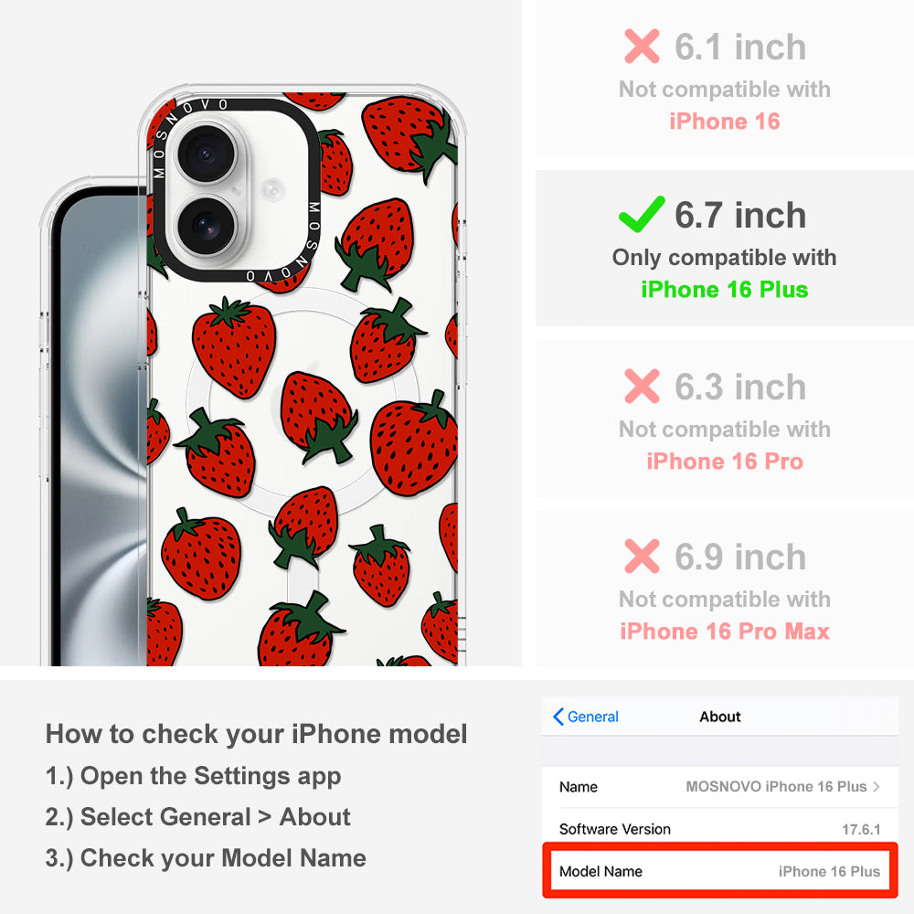 Red Strawberry Phone Case - iPhone 16 Plus Case - MOSNOVO