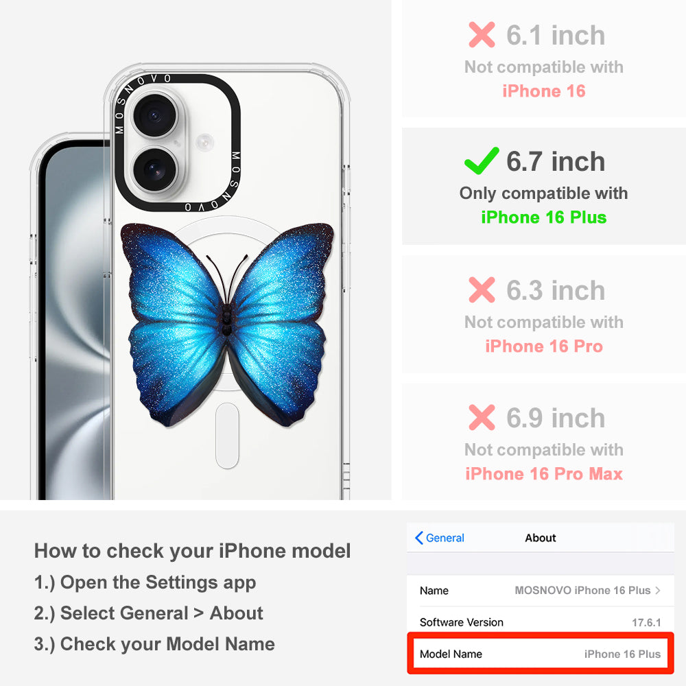 Shimmering Butterfly Phone Case - iPhone 16 Plus Case - MOSNOVO