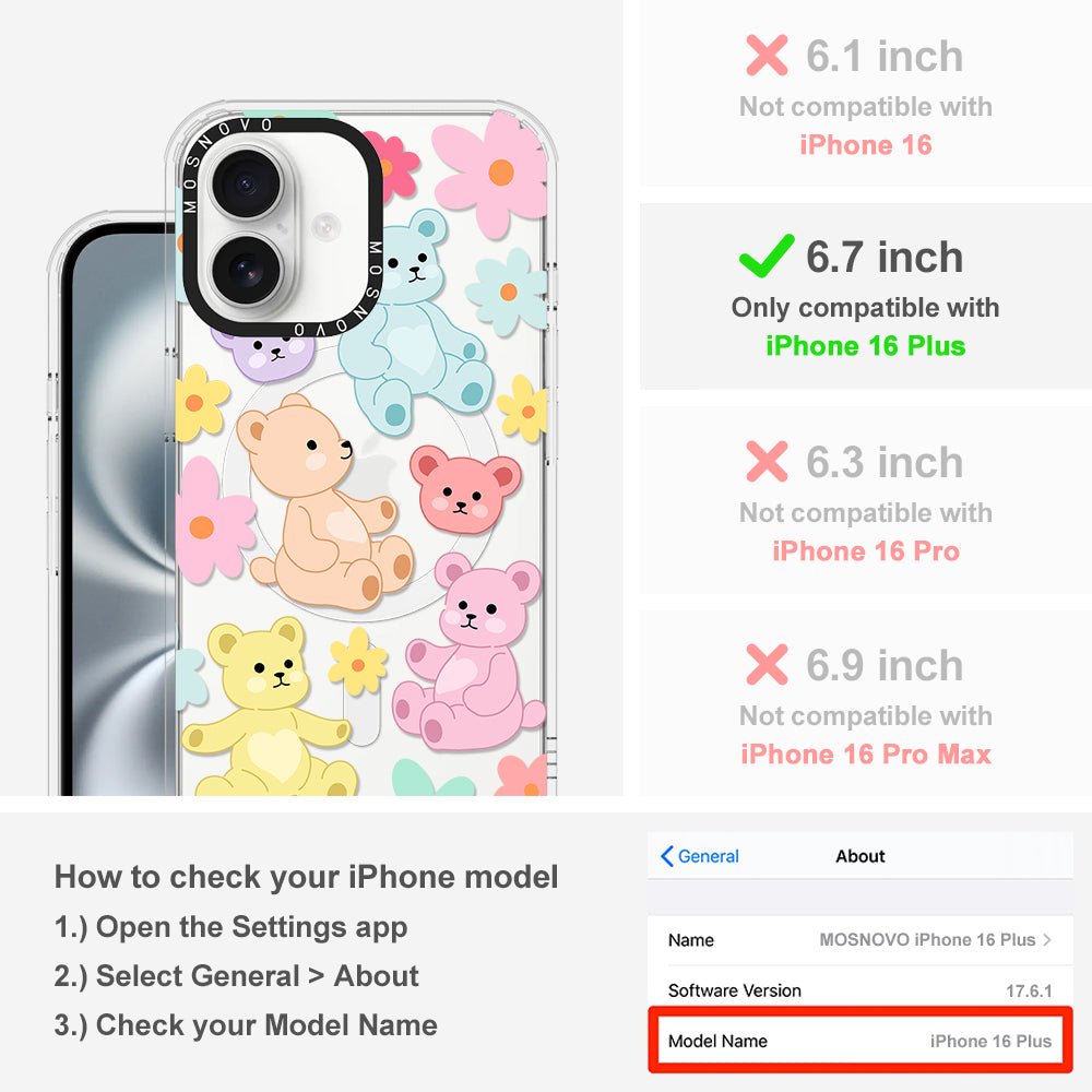 Cute Teddy Bear Phone Case - iPhone 16 Plus Case - MOSNOVO