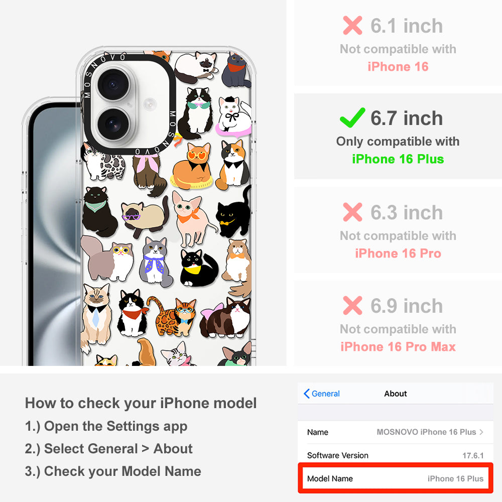 Cute Cat Phone Case - iPhone 16 Plus Case - MOSNOVO