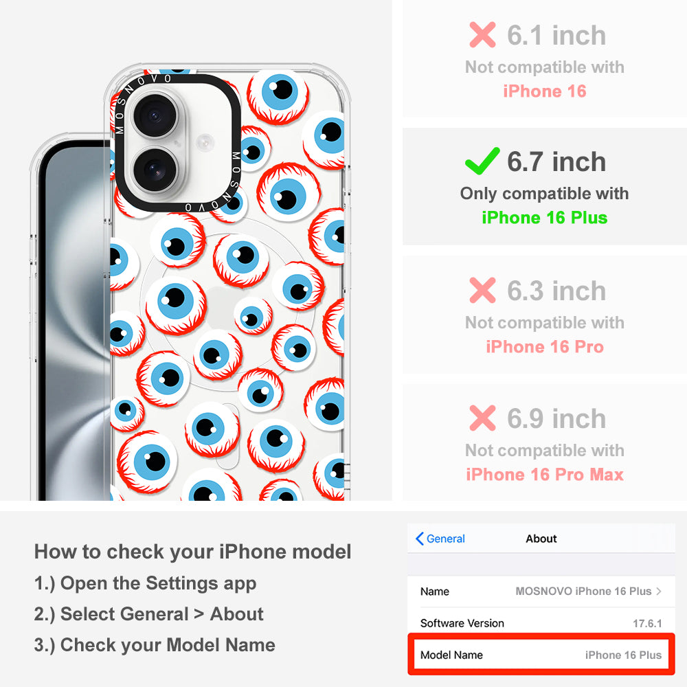 Scary Eyeball Phone Case - iPhone 16 Plus Case - MOSNOVO