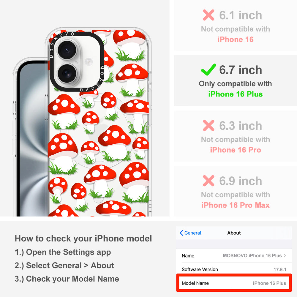 Cute Mushroom Phone Case - iPhone 16 Plus Case - MOSNOVO