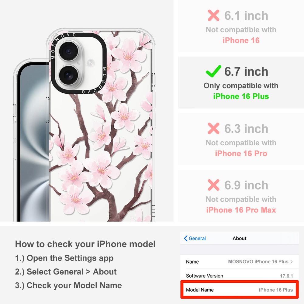 Cherry Blossom Flower Phone Case - iPhone 16 Plus Case - MOSNOVO