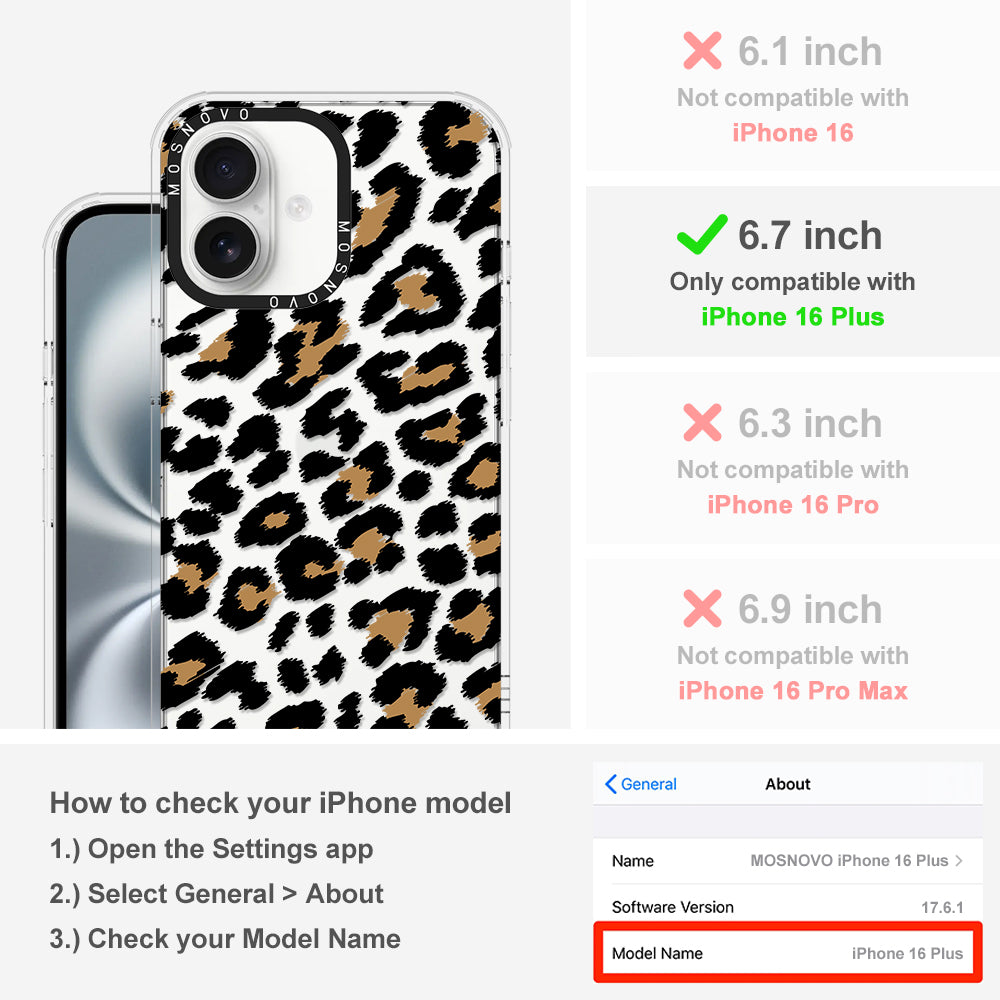 Leopard Print Phone Case - iPhone 16 Plus Case - MOSNOVO