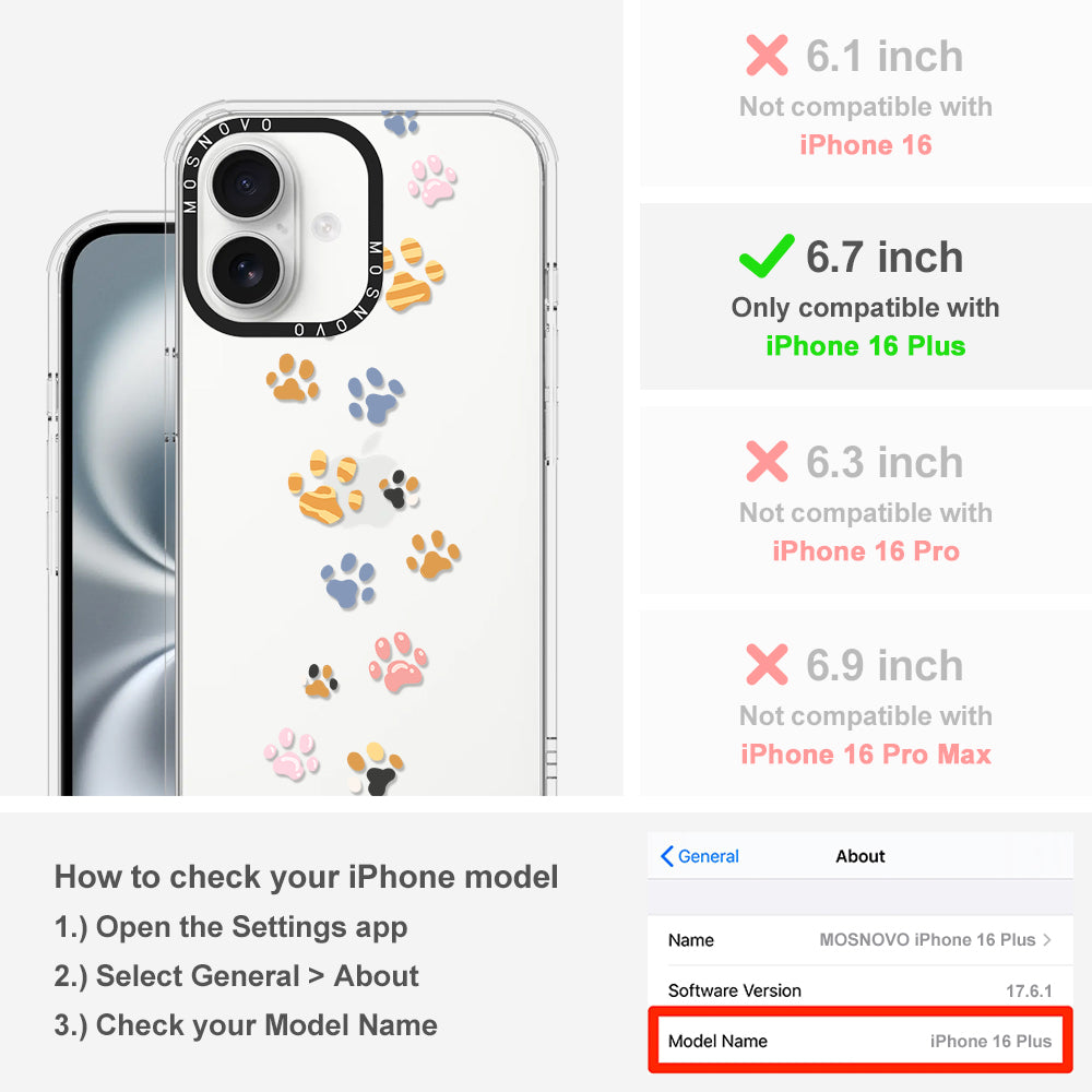 Colorful Paw Phone Case - iPhone 16 Plus Case - MOSNOVO