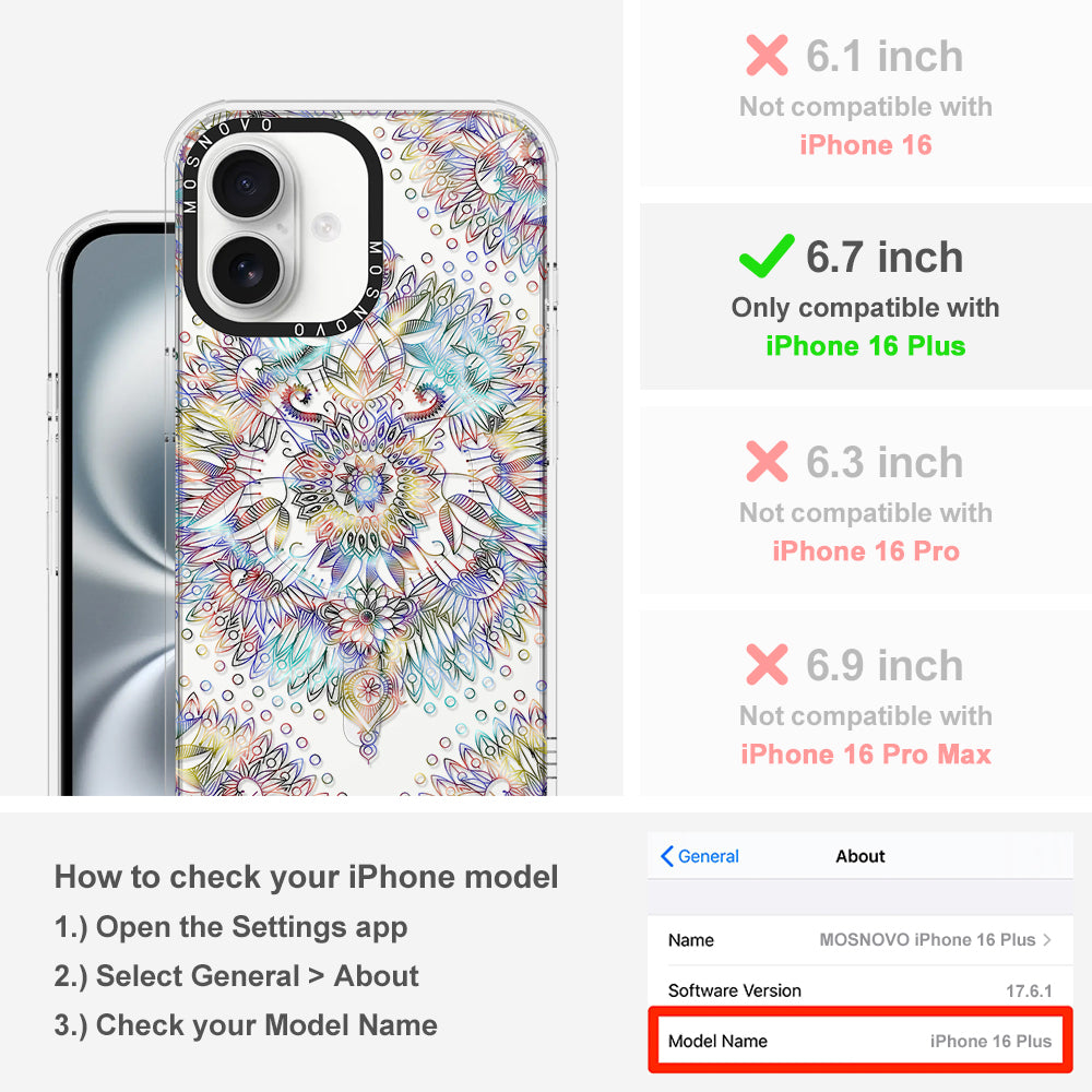 Rainbow Mandala Phone Case - iPhone 16 Plus Case - MOSNOVO