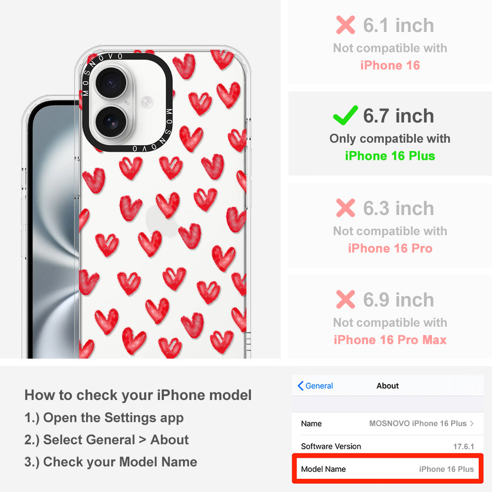 Cute Little Hearts Phone Case - iPhone 16 Plus Case - MOSNOVO