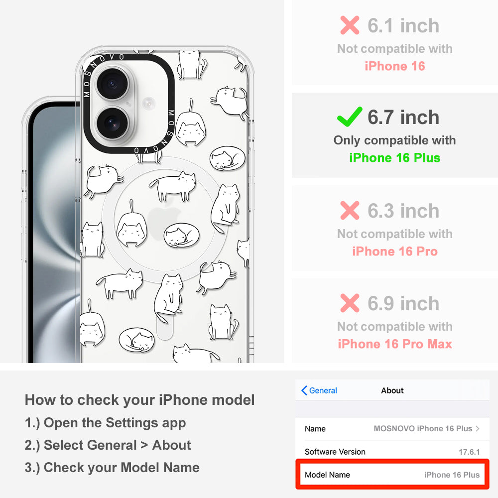Cute Cats Phone Case - iPhone 16 Plus Case - MOSNOVO