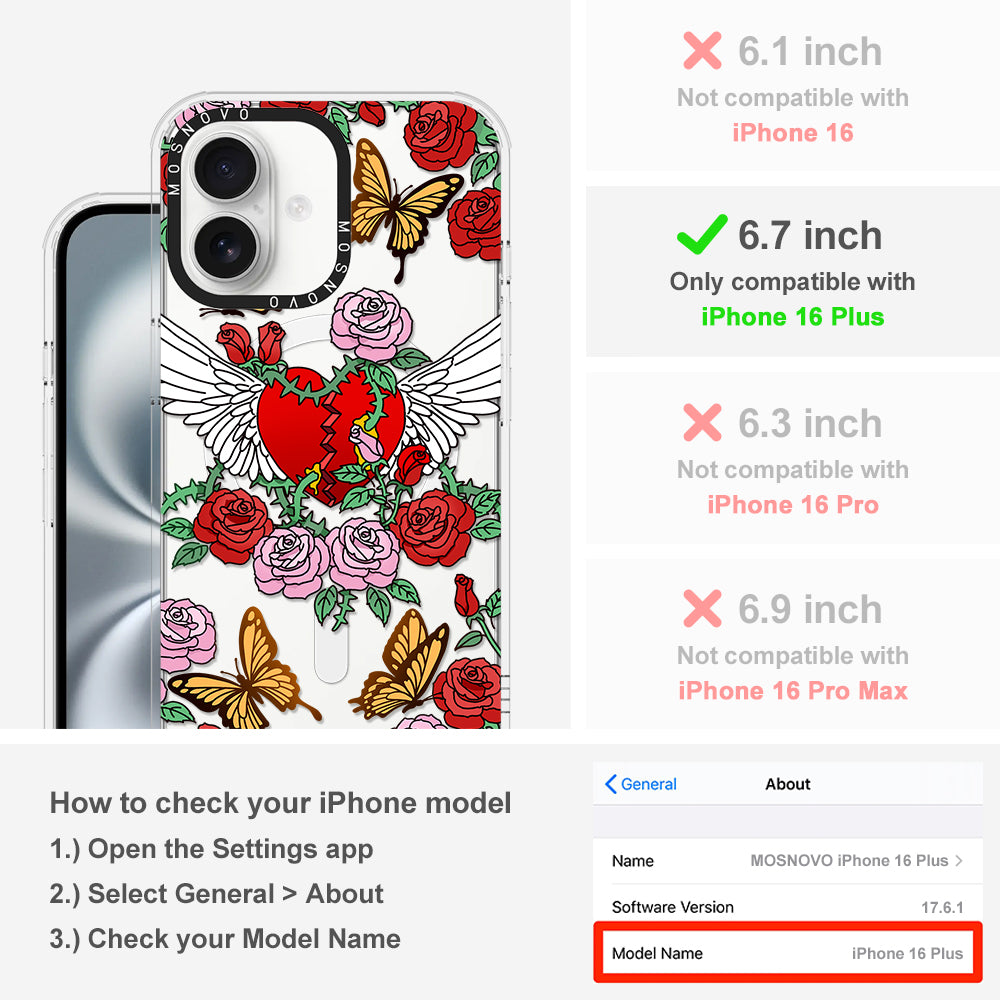 Wing Heart Phone Case - iPhone 16 Plus Case - MOSNOVO