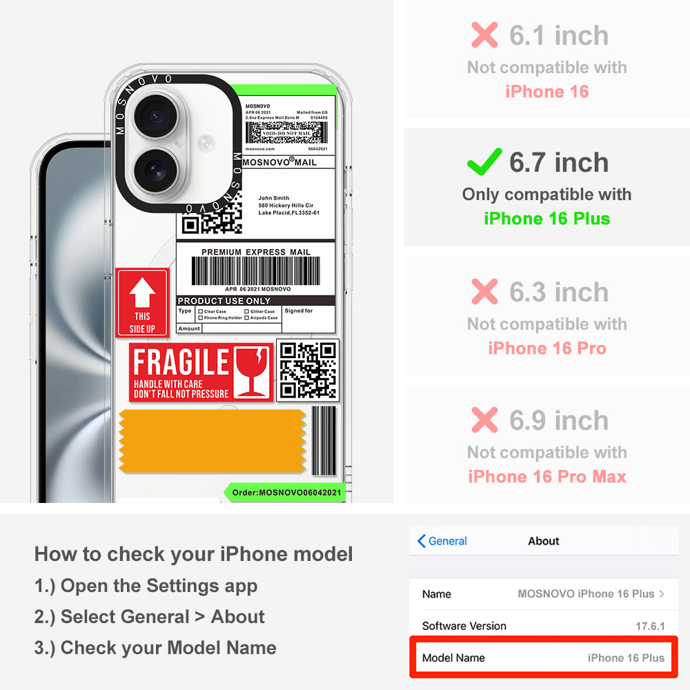 MOSNOVO LABEL Phone Case - iPhone 16 Plus Case - MOSNOVO