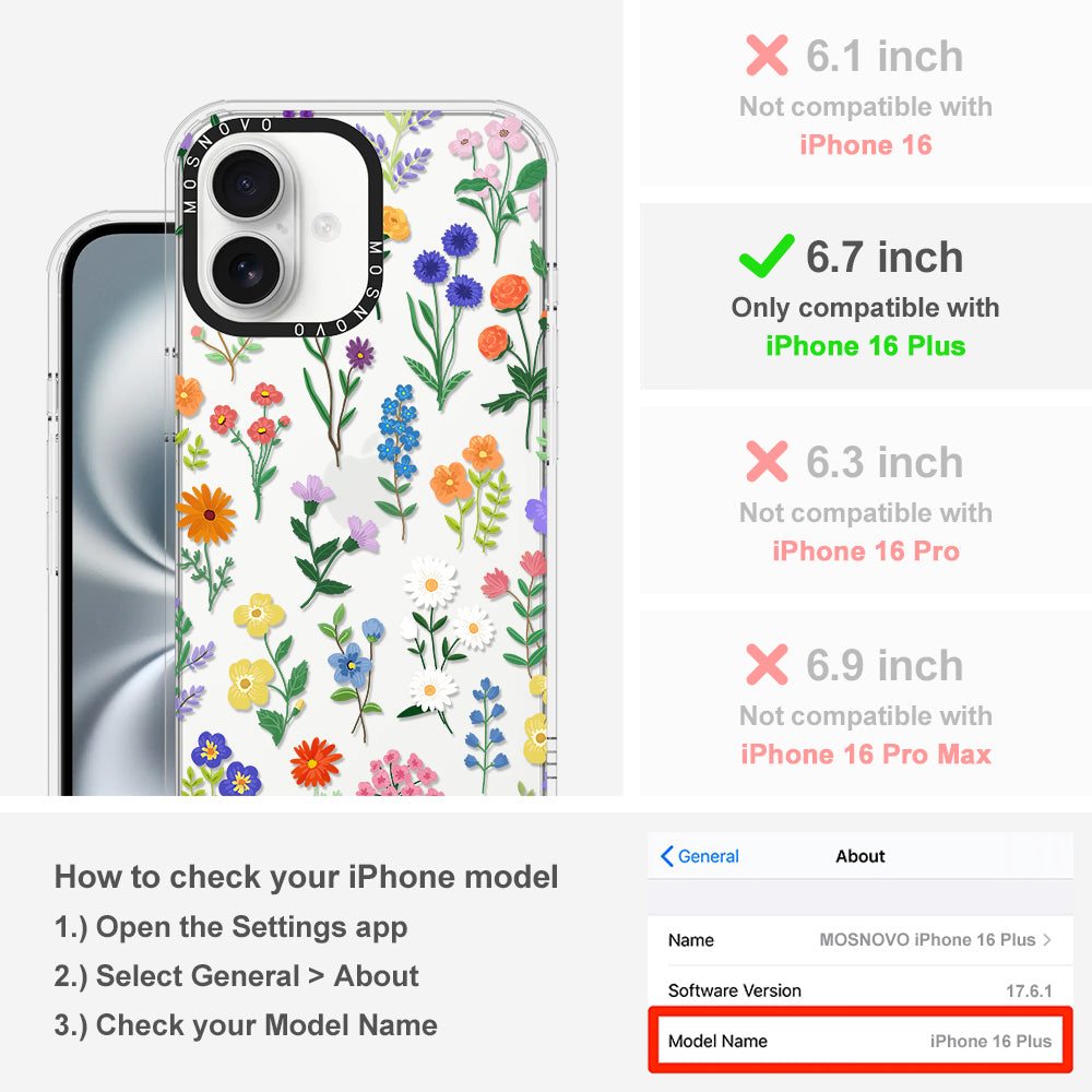 Botanical Floral Phone Case - iPhone 16 Plus Case - MOSNOVO