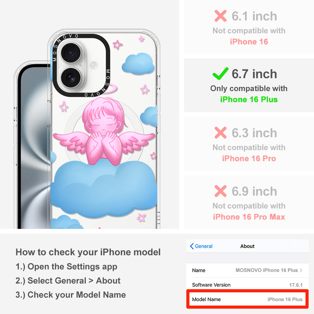 Pink Serenity Angel Phone Case - iPhone 16 Plus Case