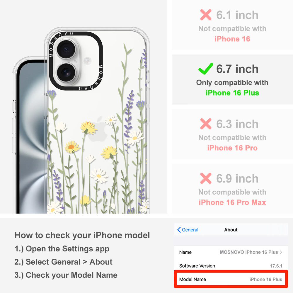 Wild Meadow Floral Phone Case - iPhone 16 Plus Case - MOSNOVO
