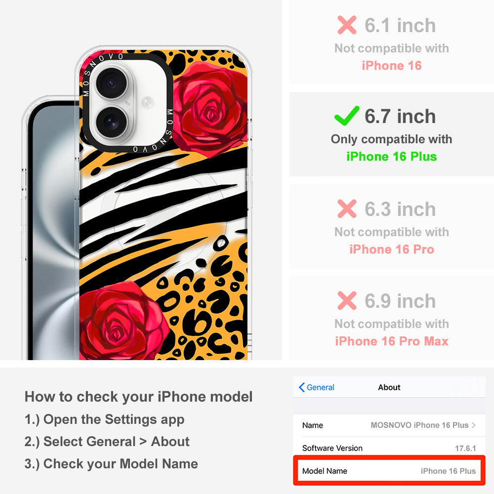 Wild Floral Leopard Phone Case - iPhone 16 Plus Case - MOSNOVO