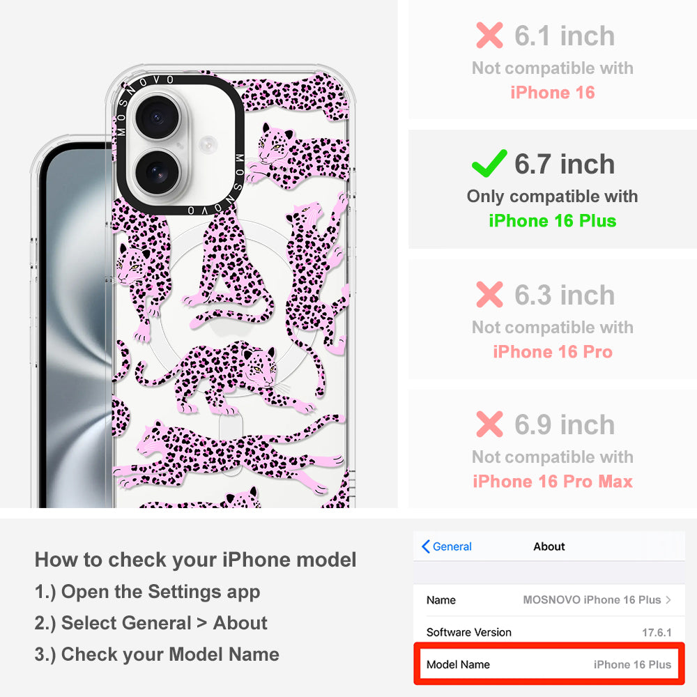 Pink Leopard Phone Case - iPhone 16 Plus Case - MOSNOVO