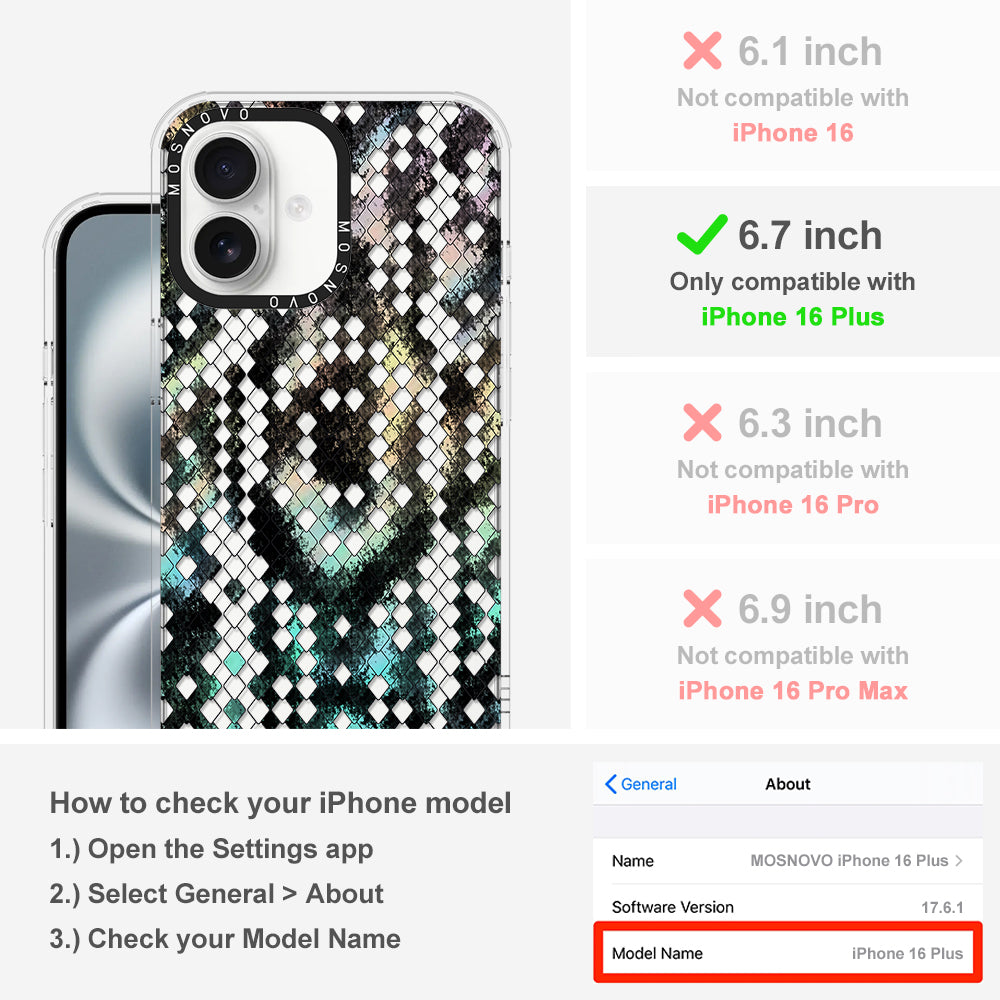 Rainbow Snake Print Phone Case - iPhone 16 Plus Case - MOSNOVO