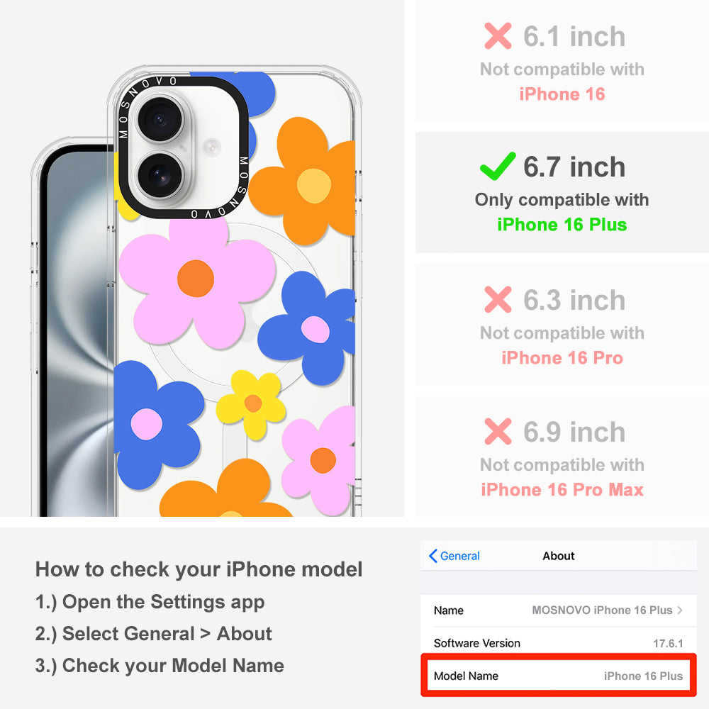 60's Groovy Flower Phone Case - iPhone 16 Plus Case - MOSNOVO