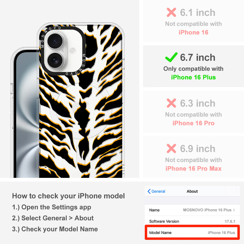 Tiger Print Phone Case - iPhone 16 Plus Case - MOSNOVO