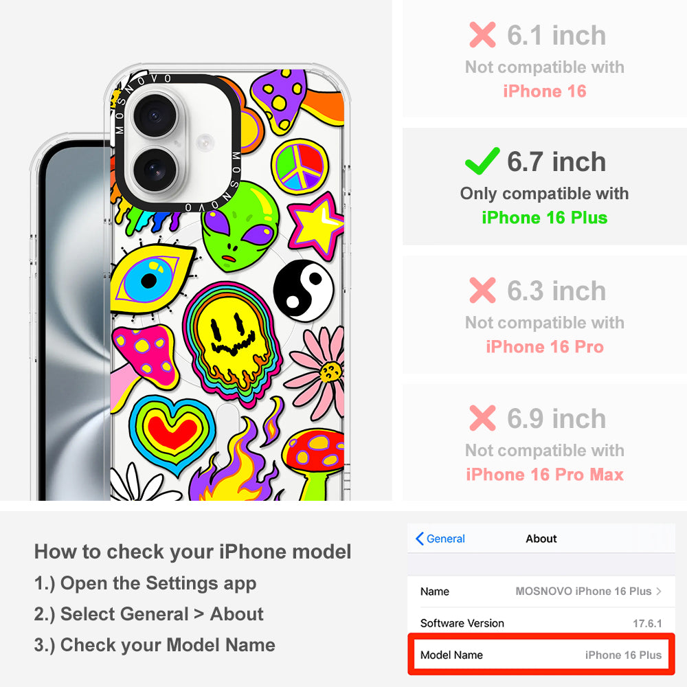 Hippie Rainbow Face Love Phone Case - iPhone 16 Plus Case - MOSNOVO