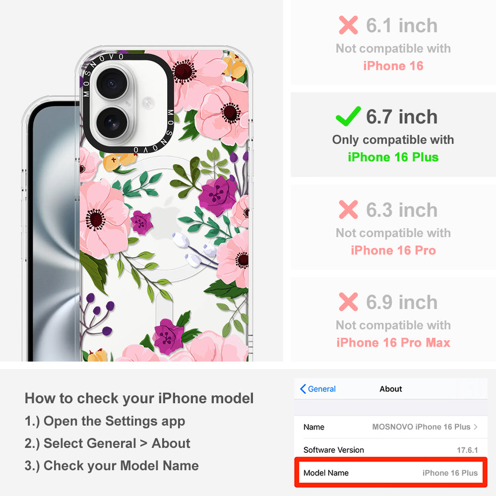 Watercolor Floral Phone Case - iPhone 16 Plus Case - MOSNOVO