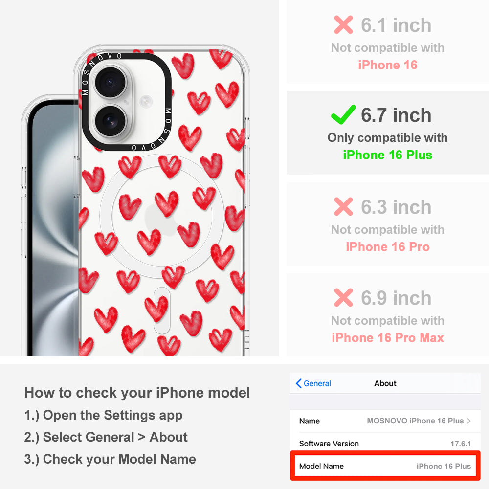 Cute Little Hearts Phone Case - iPhone 16 Plus Case - MOSNOVO