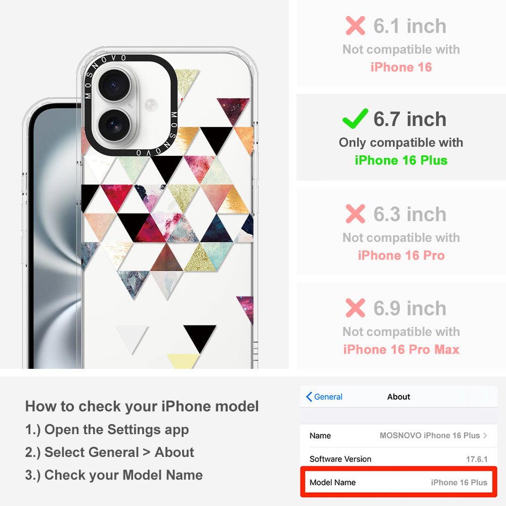 Triangles Stone Marble Phone Case - iPhone 16 Plus Case - MOSNOVO