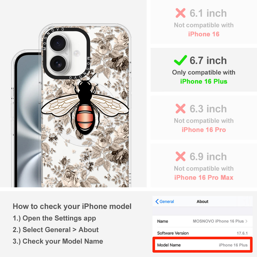 Vintage Bee Phone Case - iPhone 16 Plus Case - MOSNOVO
