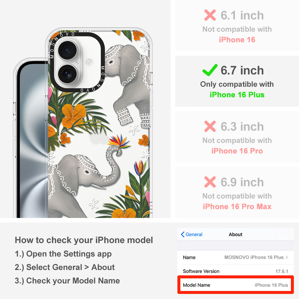 Elephant Phone Case - iPhone 16 Plus Case - MOSNOVO