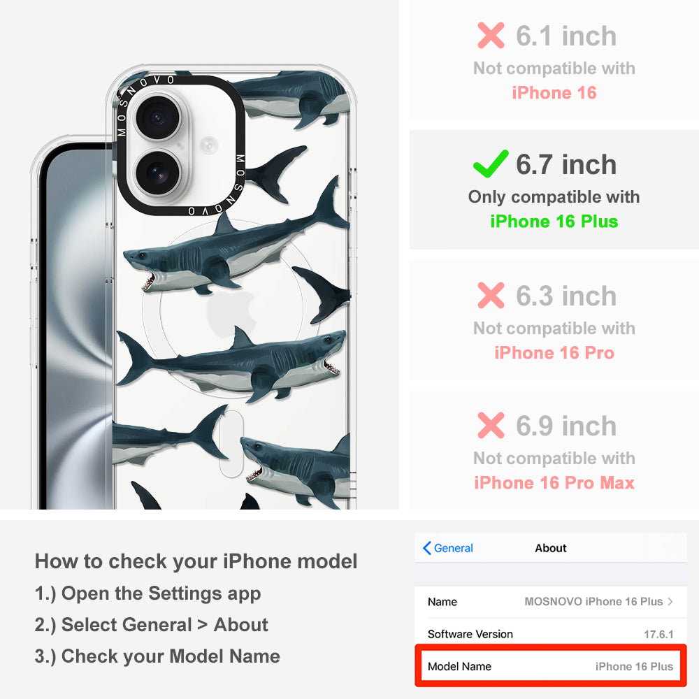 White Shark Phone Case - iPhone 16 Plus Case - MOSNOVO