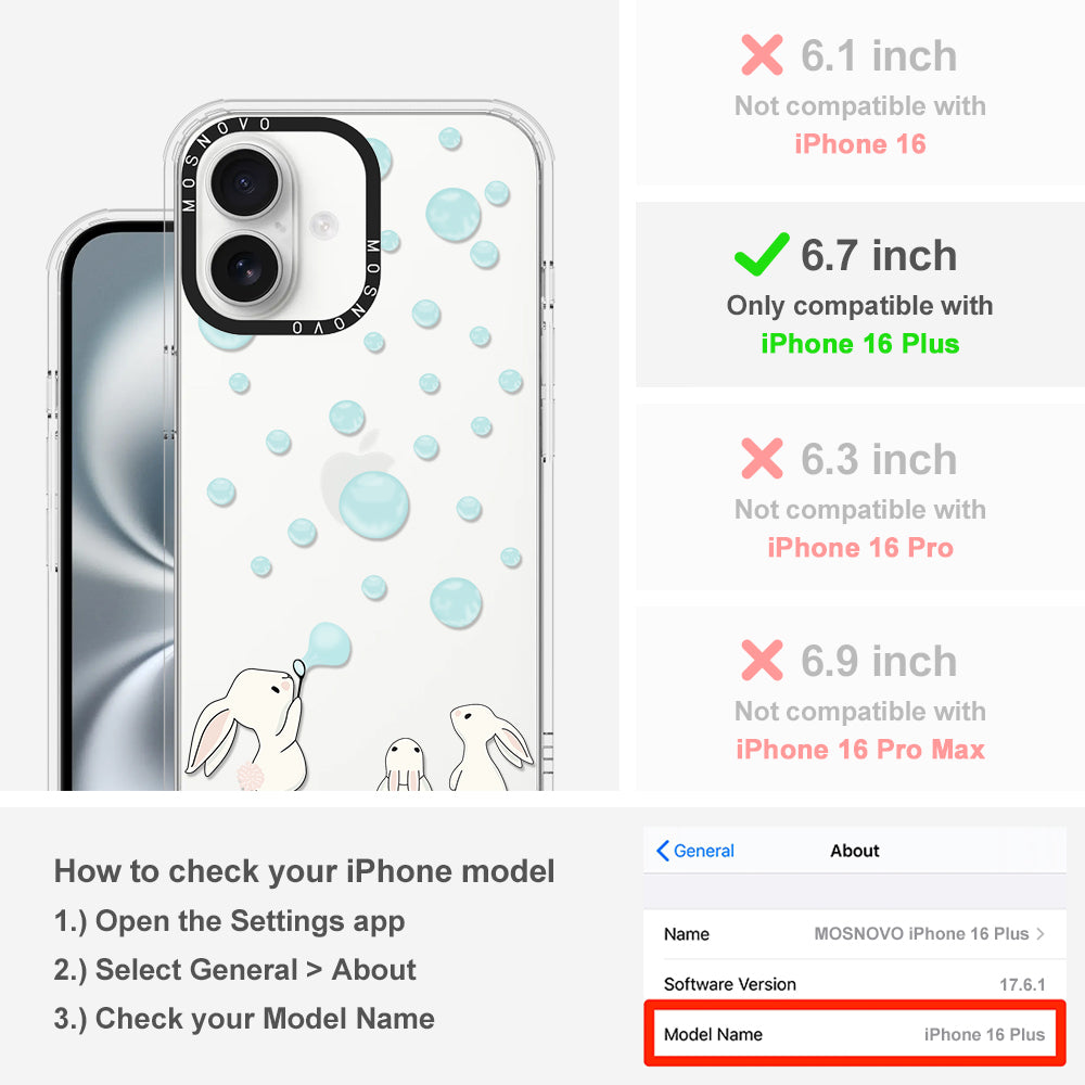 Bunny Blow Bubble Phone Case - iPhone 16 Plus Case - MOSNOVO