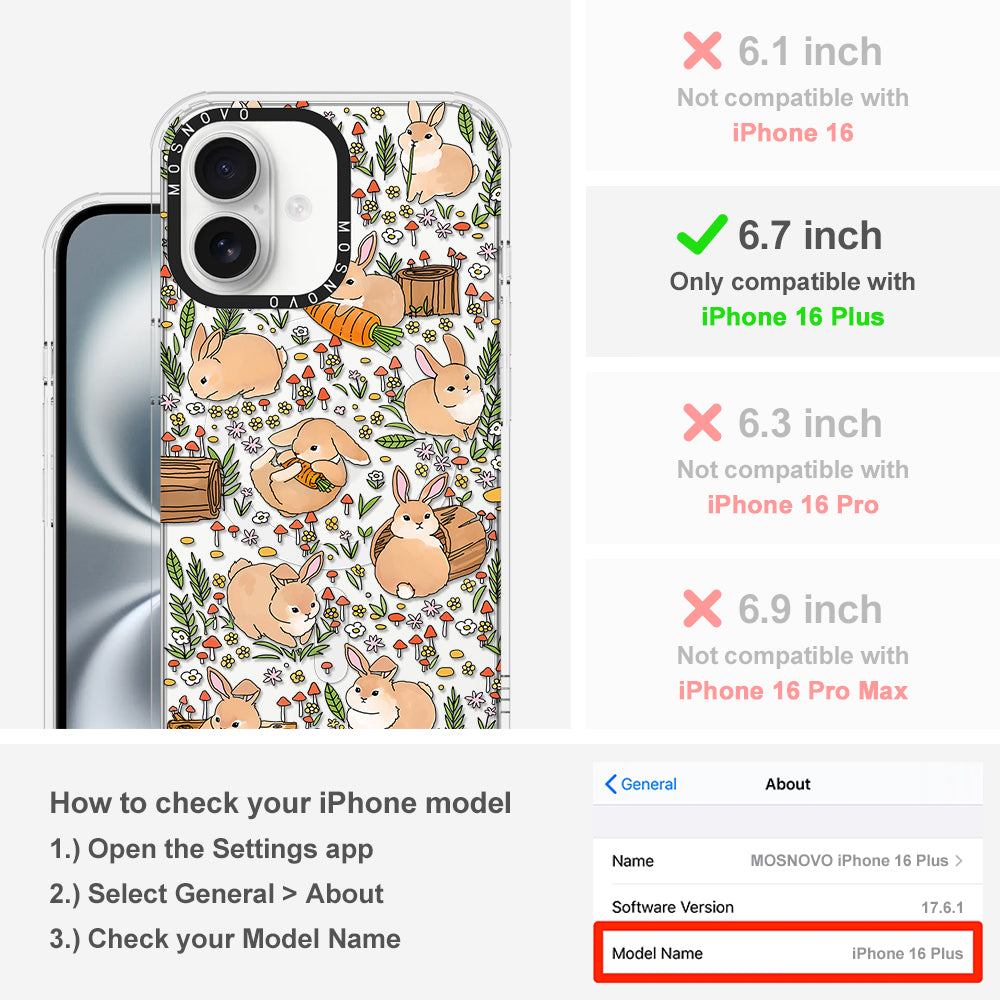 Cute Bunny Garden Phone Case - iPhone 16 Plus Case - MOSNOVO