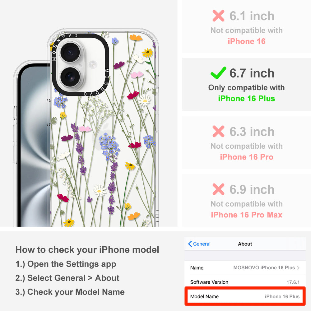 Floral Garden Lavender Daisy Flower Phone Case - iPhone 16 Plus Case - MOSNOVO