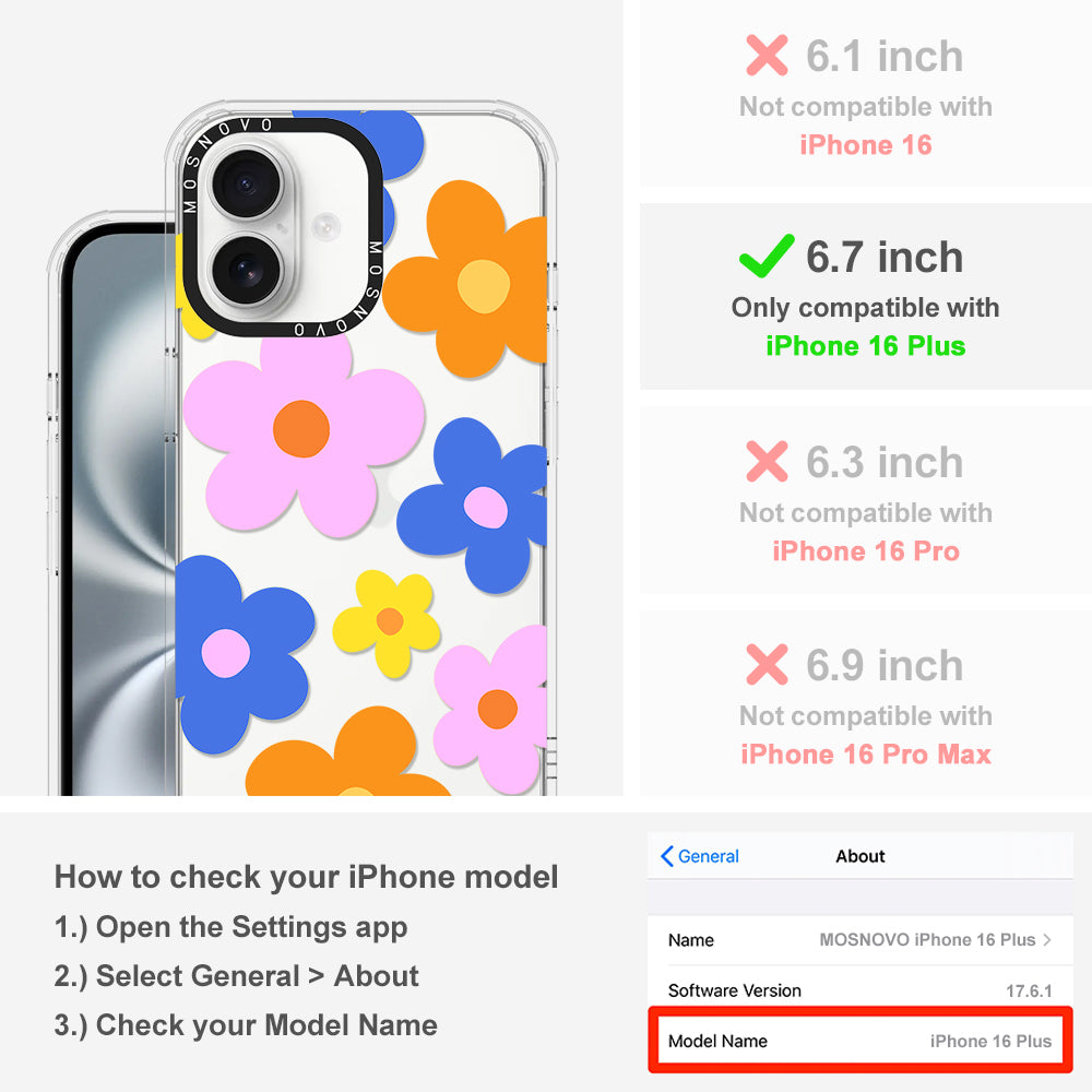 60's Groovy Flower Phone Case - iPhone 16 Plus Case - MOSNOVO