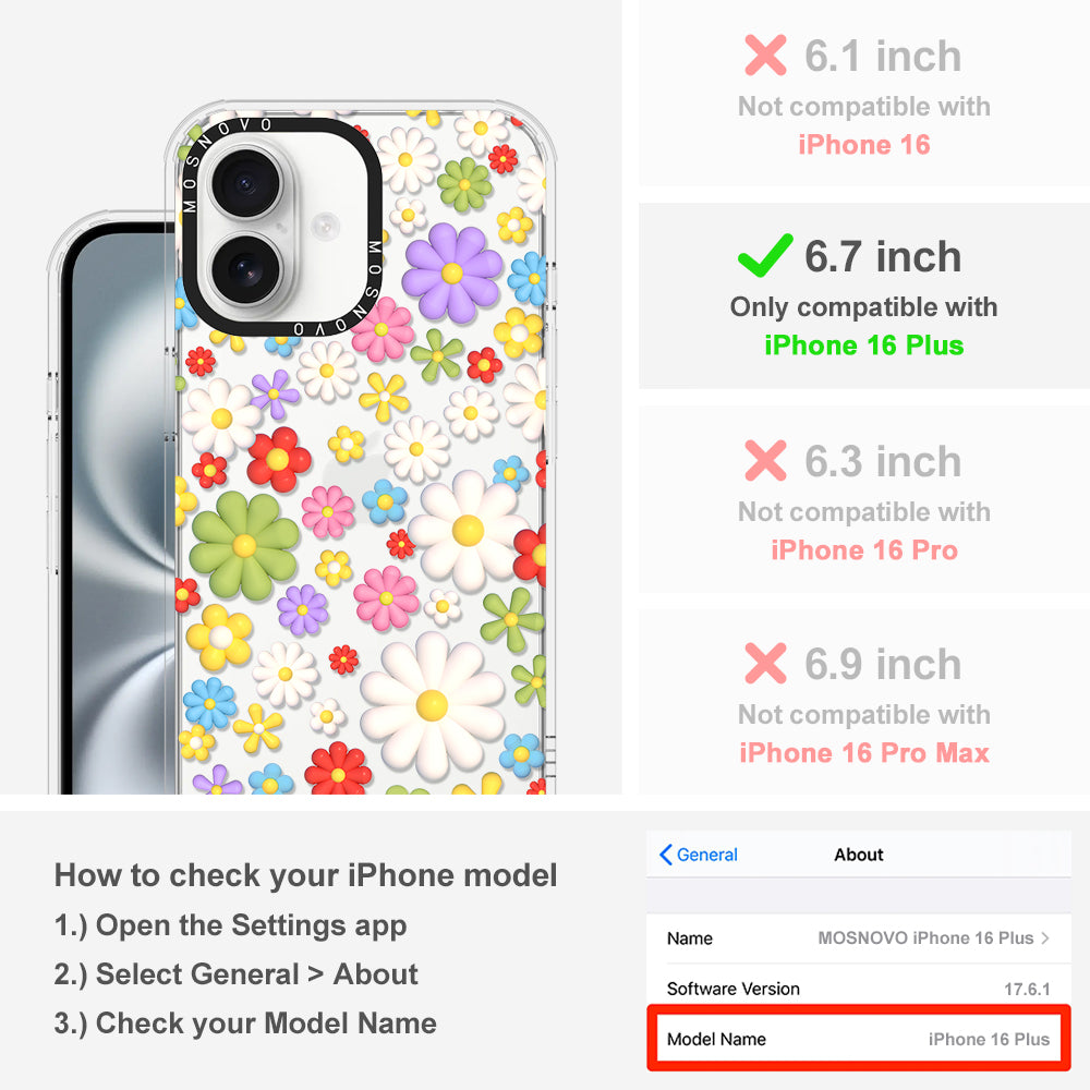 3D Flowers Phone Case - iPhone 16 Plus Case - MOSNOVO